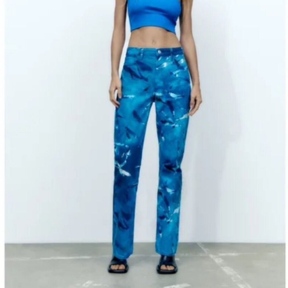 Zara High Rise Whale Printed Jeans